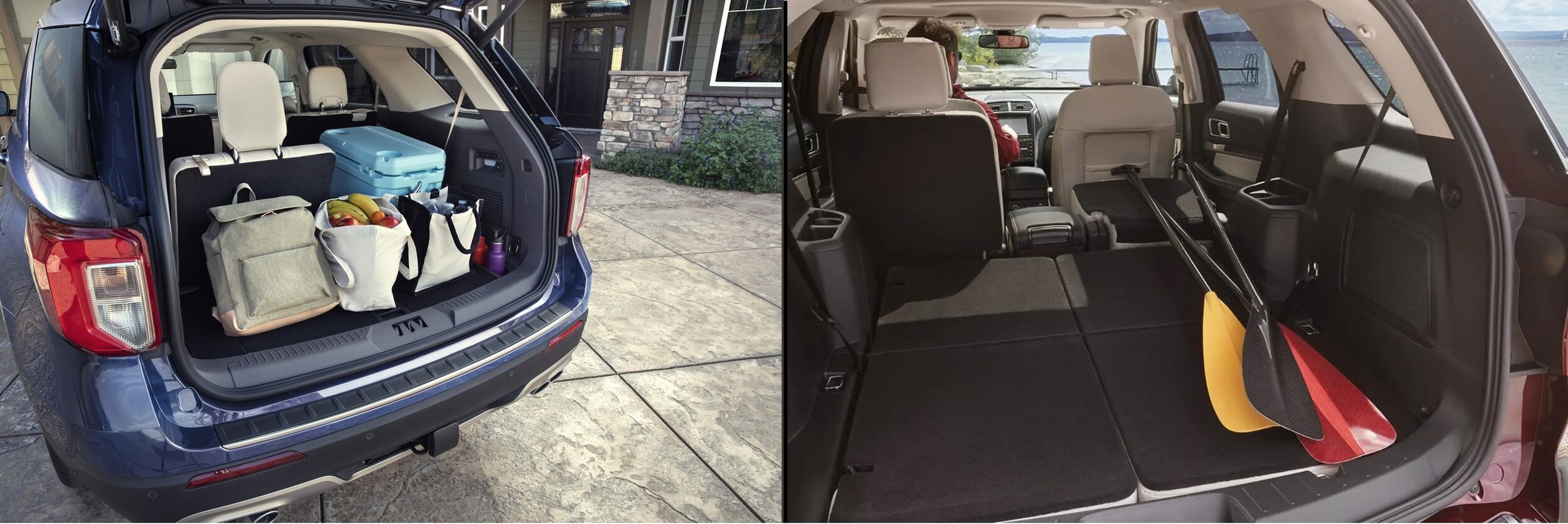 2020-vs-2019-ford-explorer-cargo-space-phil-long-ford-motor-city.jpg comparing the cargo capacity of a 2020 and a 2019 Ford Explorer