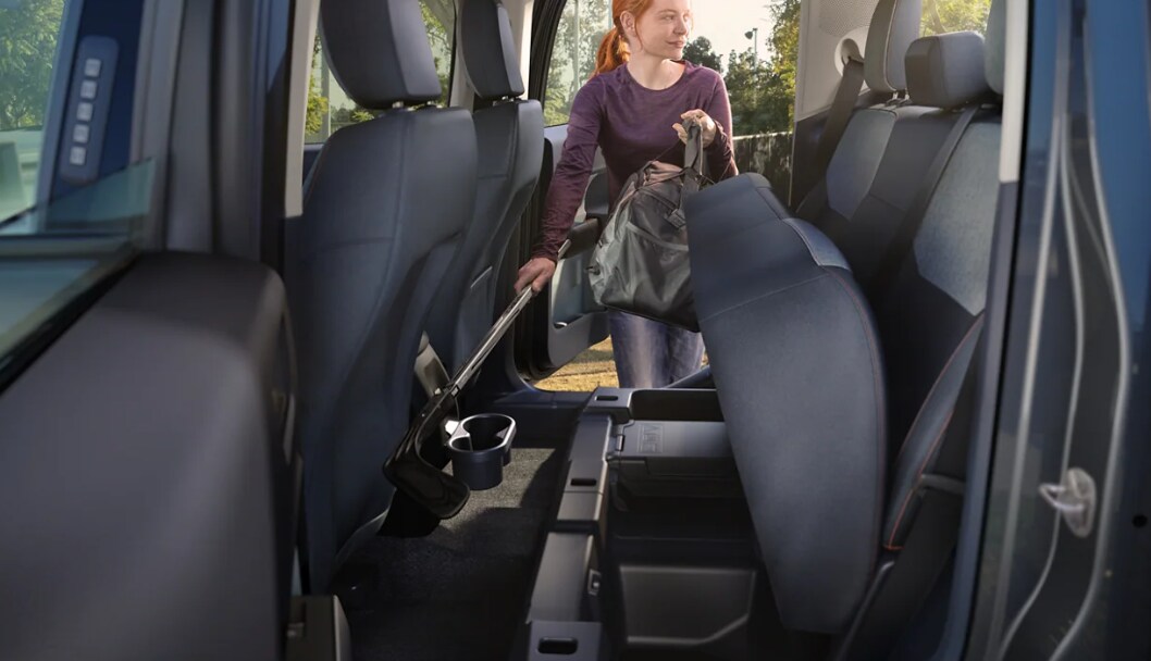 Ford Maverick 5.PNG A view of the backseat storage found inside the 2023 Ford Maverick Tremor Off Road Package.