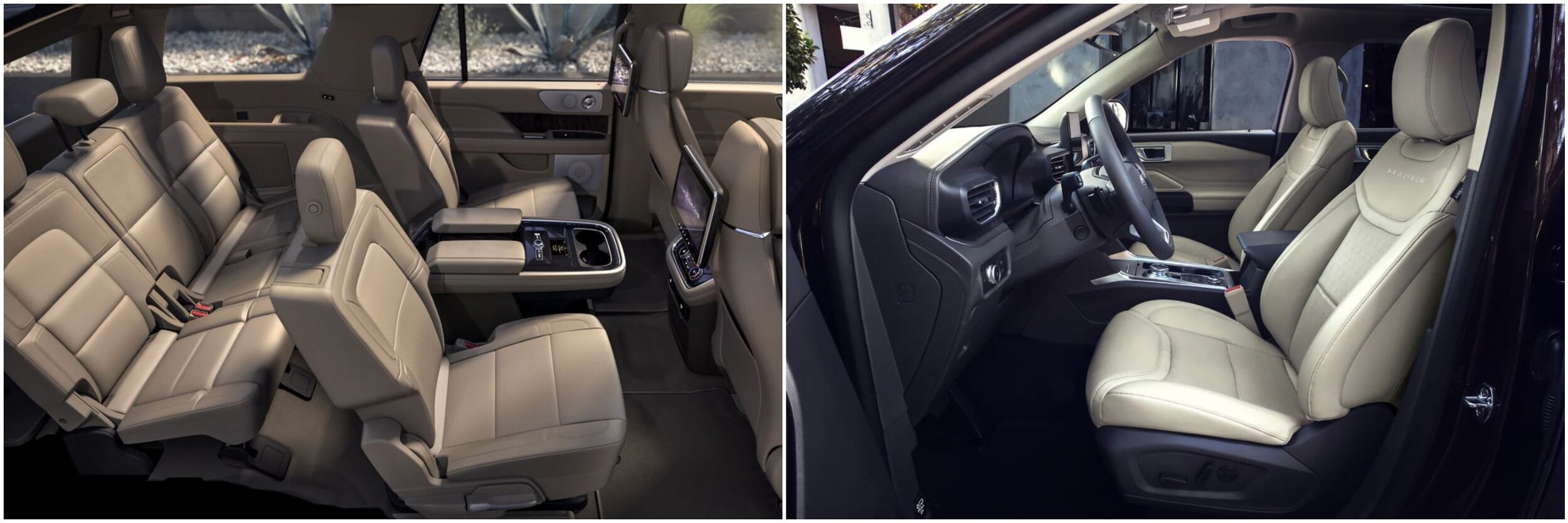 2022 Navigator vs Explorer Interior.jpg interior of the 2022 Lincoln Navigator compared with the interior of the 2022 Ford Explorer