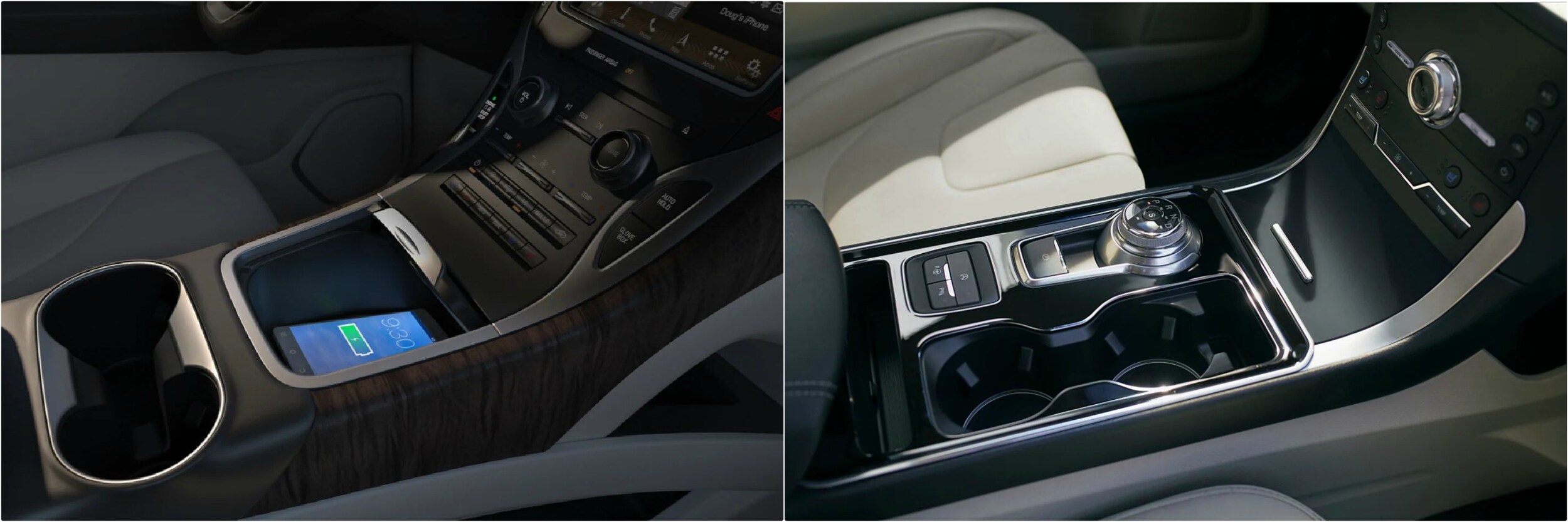 2021-lincoln-nautilus-vs-ford-edge.jpg close view of the center console and shift on a 2021 Lincoln Nautilus vs. a Ford Edge
