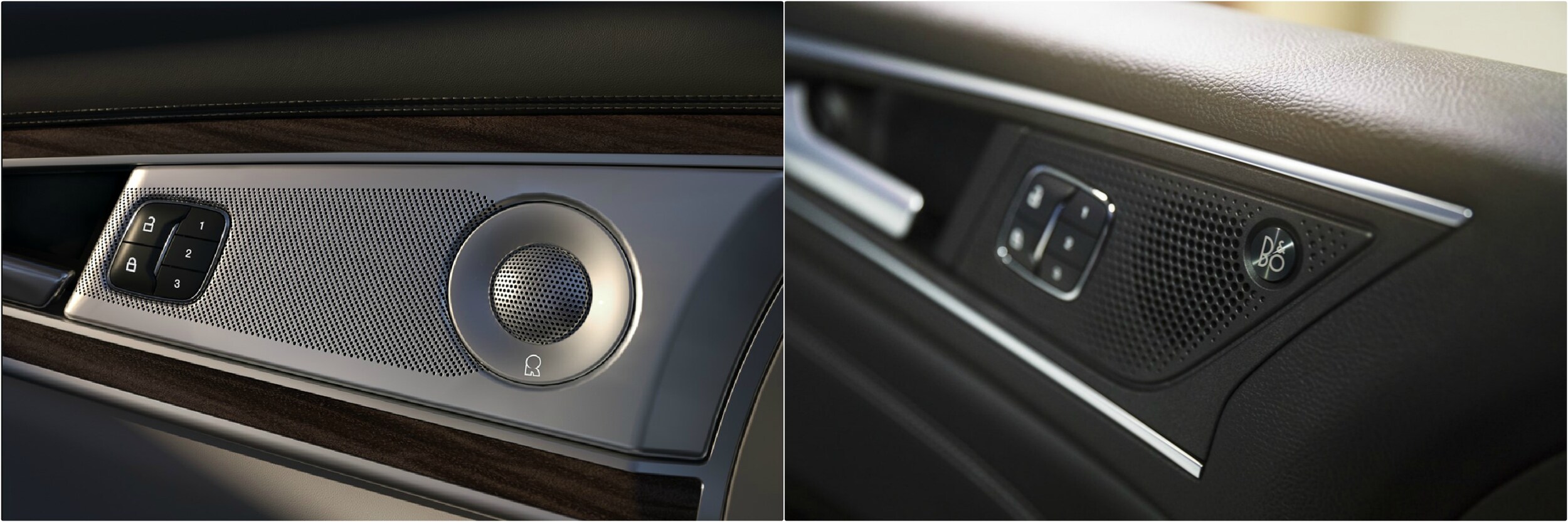 2021-lincoln-nautilus-vs-ford-edge-02.jpg Zoomed in view of the interior speakers on a 2021 Lincoln Nautilus and Ford Edge