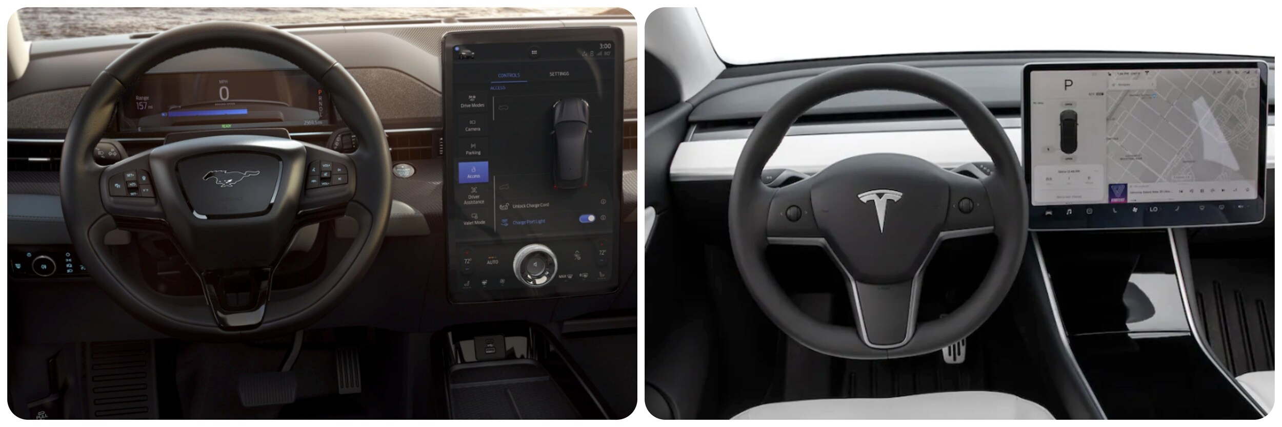 Mustang V. Tesla Dashboard.jpg dashboard-view-of-2022-ford-mustang-mach-e-and-tesla-model-y