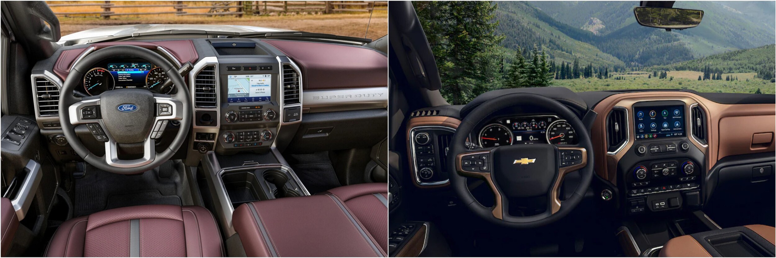 2021 Ford Super Duty F-250 vs 2021 Chevy 2500 HD Interior Console 2021 Ford Super Duty F-250 vs 2021 Chevy 2500 HD Interior Console