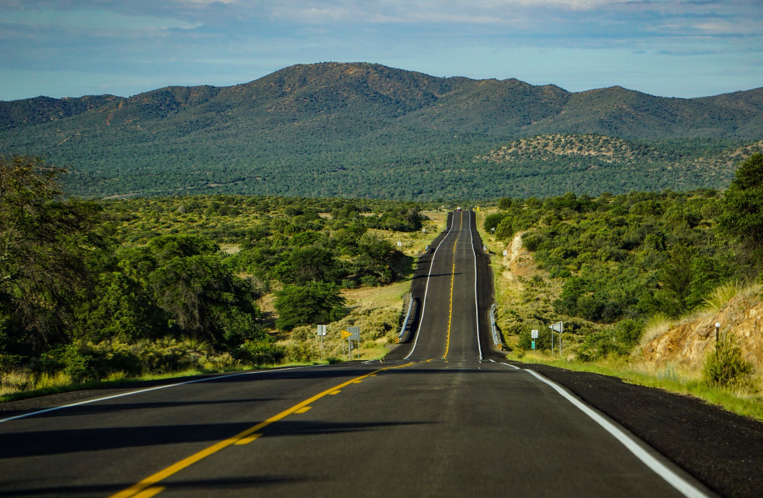 New Mexico Roads.jpeg A New Mexico road with mountains surrounding it in the distance.