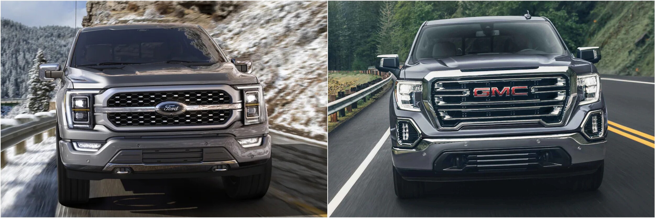 2022 Ford F-150 Vs. GMC Sierra 1500 Front 2022 Ford F-150 Vs. GMC Sierra 1500 Front