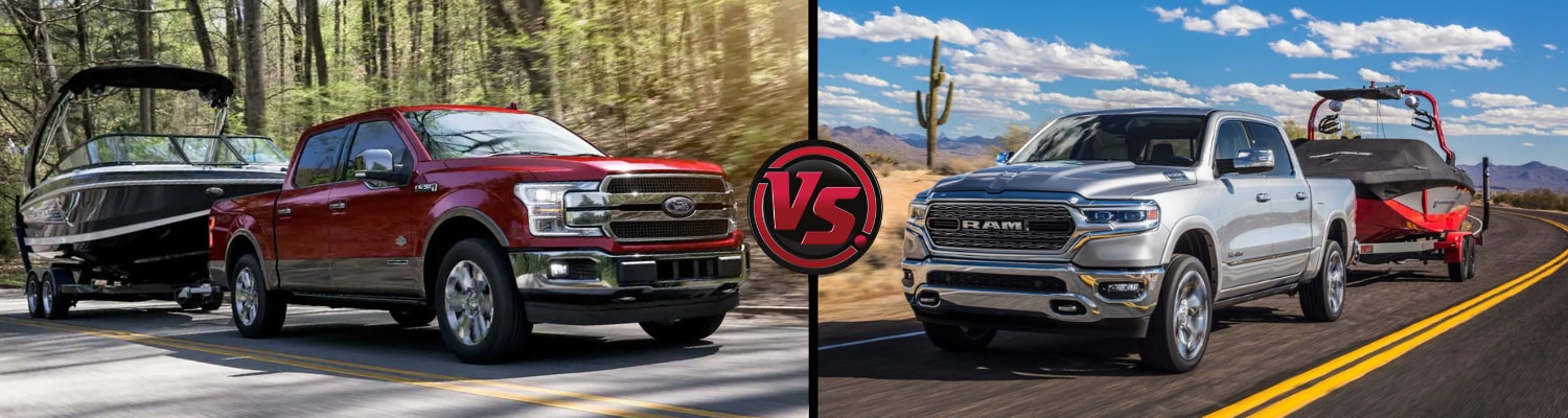 2019 Ford F-150 vs Dodge Ram 1500 Phil Long Ford in Raton, NM.png Head to head comparison of the 2019 Ford F-150 to the 2019 Dodge ram towing boats