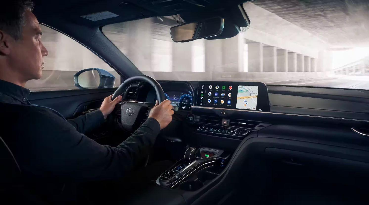 Toyota Technology.JPG A dashboard displaying Toyota's advanced technology features.