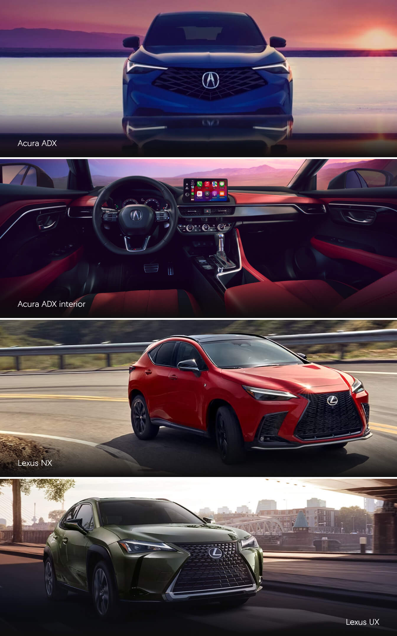 Acura ADX vs. Lexus NX and UX