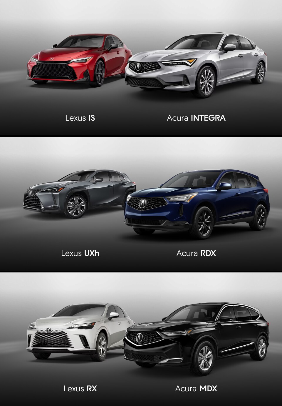 Acura vs. Lexus Model Lineup