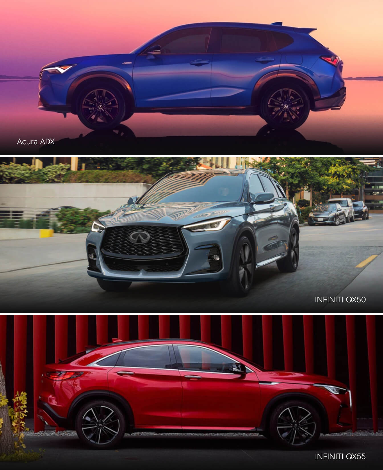 Acura ADX vs. INFINITI QX50 and QX55