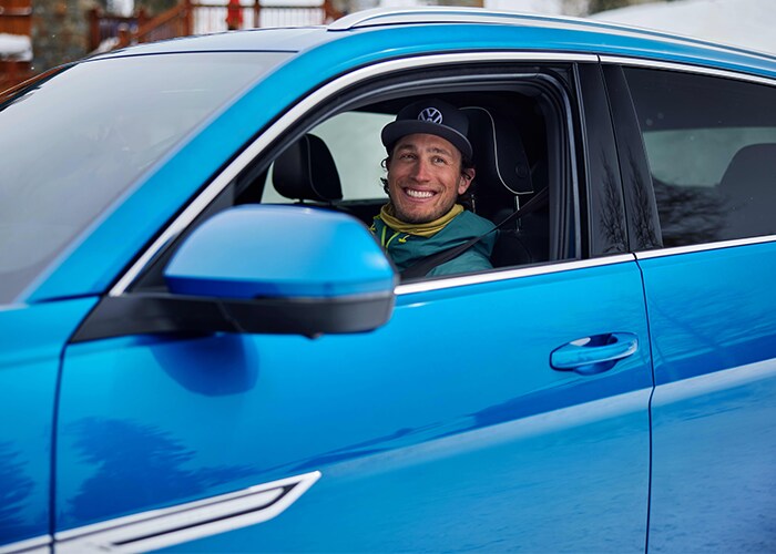 happy customer in a car