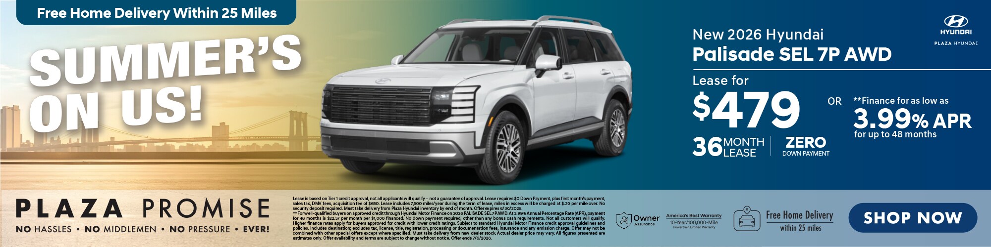 New 2026 Hyundai Palisade SEL 7P AWD now only $479 lease for 36 months