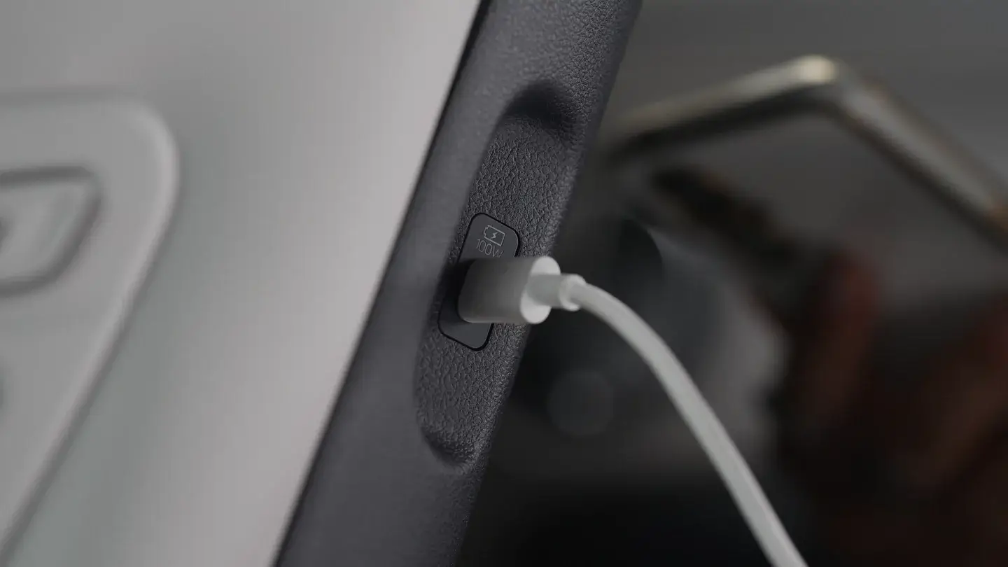 USB-C charging ports for second and third row passengers in a Hyundai Palisade