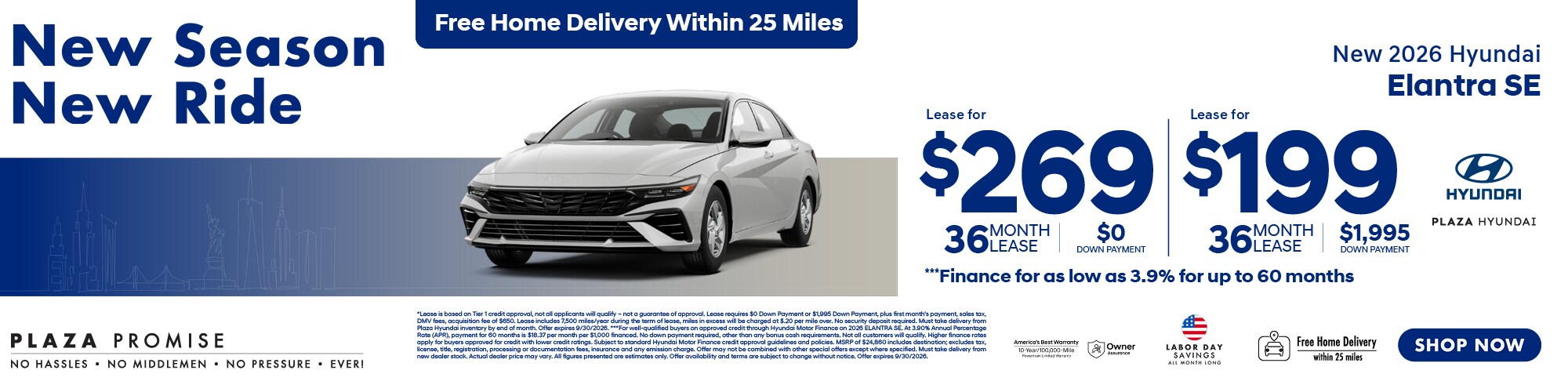 New 2026 Hyundai Elantra SE Sport now only $269 lease for 36 months