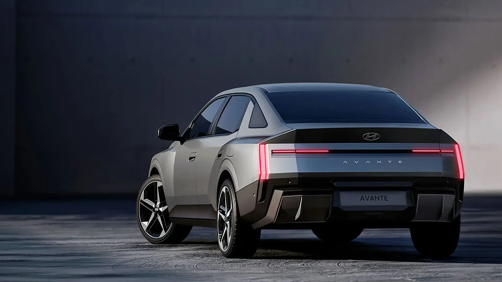 2027 Hyundai Avante rear view showing the redesigned taillights and trunk lid