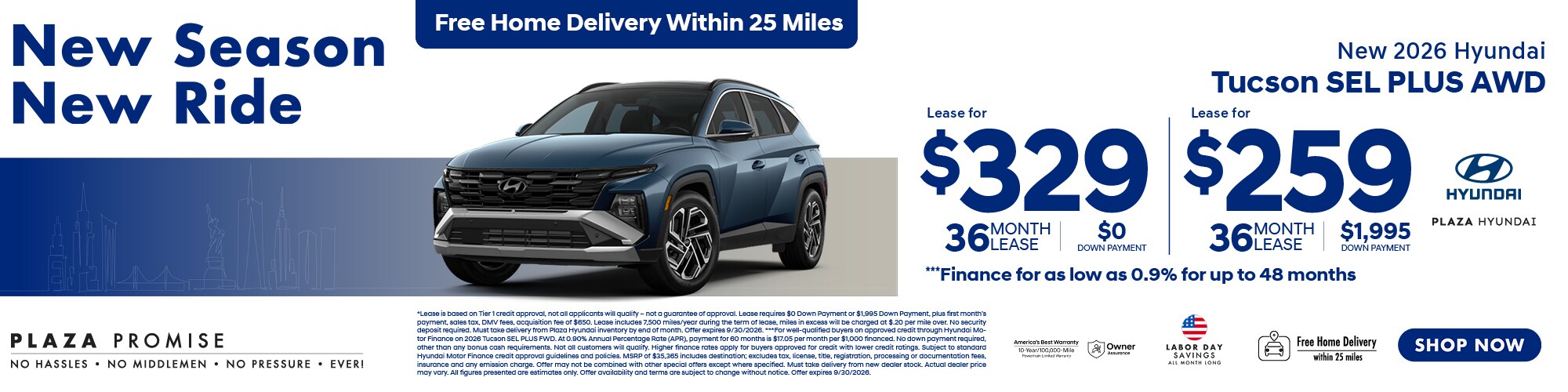 New 2026 Hyundai Tucson SEL now only $329 lease for 36 months