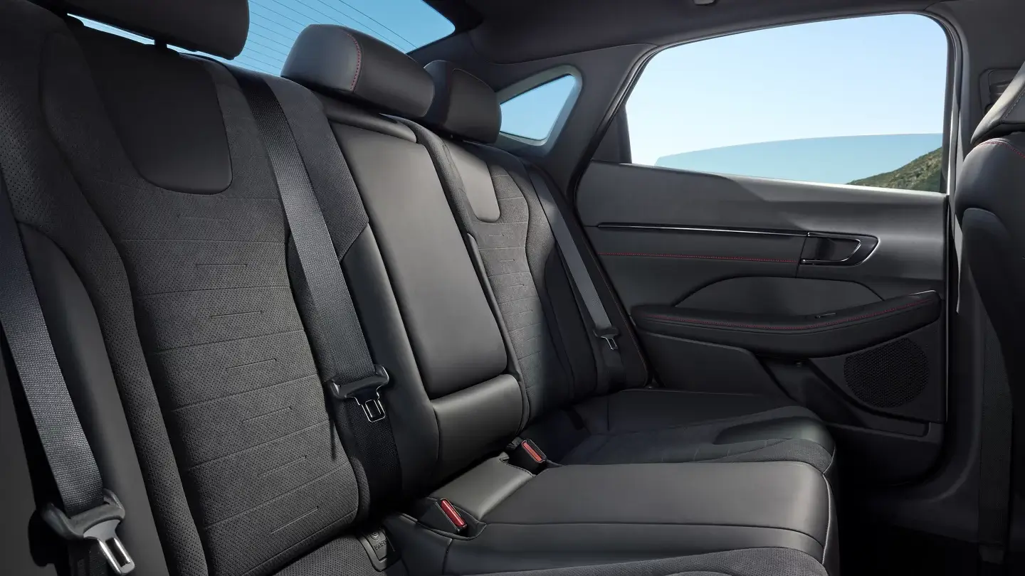 Hyundai Sonata N Line rear seats with sport bolstering and microfiber inserts