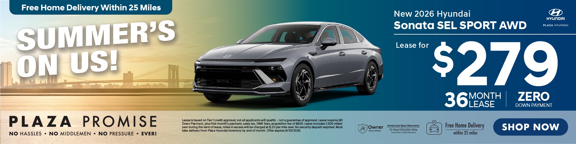 New 2026 Hyundai Sonata SEL Sport AWD now only $279 lease for 36 months