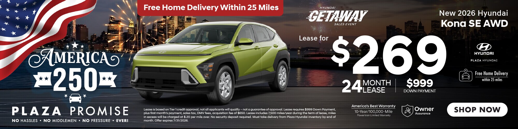 New 2026 Hyundai Kona SE AWD now only $269 lease for 24 months