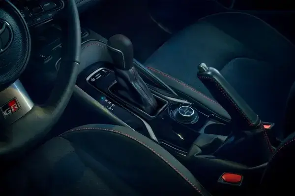 Eight-speed GR-DAT automatic shifter and paddle shifters in the Toyota GR Corolla
