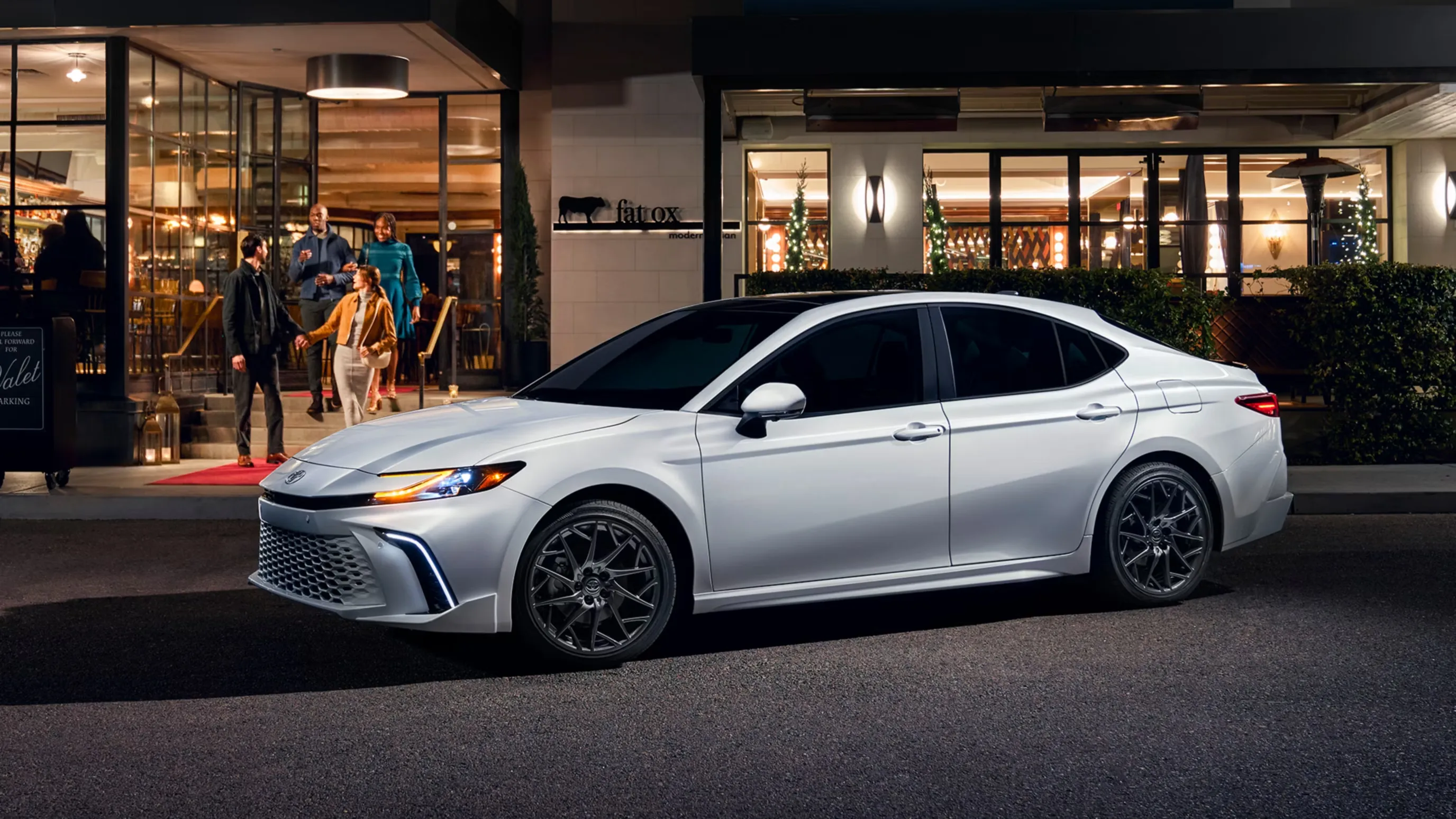 Driver-side profile of the Toyota Camry showing the roofline and alloy wheels
