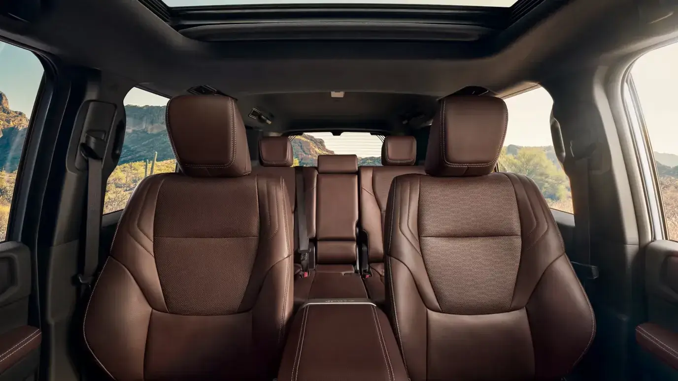 Front seats and interior trim inside the Toyota Land Cruiser