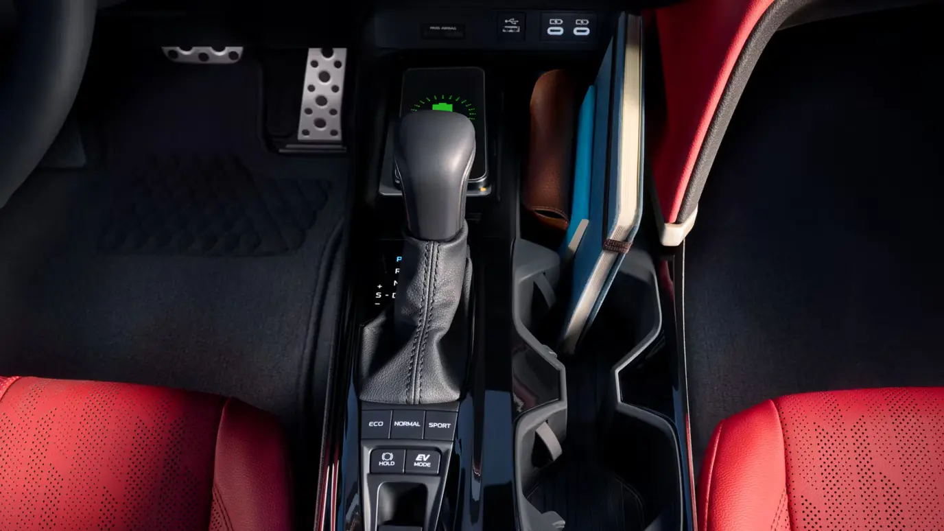 Toyota Camry shifter and wireless charging pad on the center console