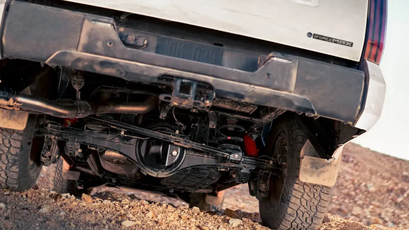 Toyota Tundra i-FORCE MAX chassis and underbody working over rough off-road terrain