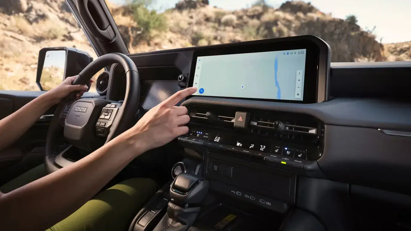 Toyota Land Cruiser touchscreen running Toyota Audio Multimedia with wireless smartphone mirroring