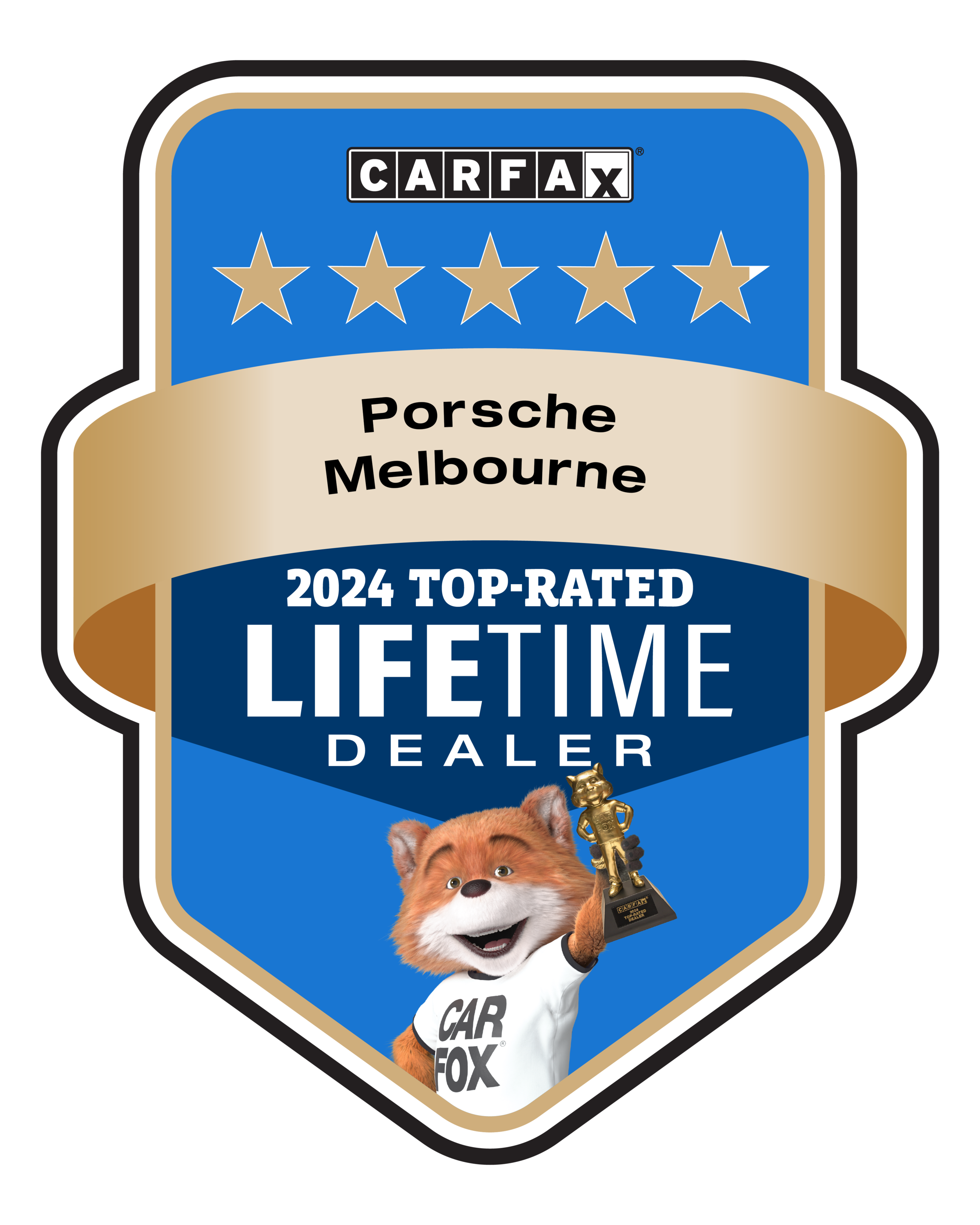 CARFAX Top-Rated Lifetime Dealer honoring Porsche Melbourne for trusted service and sales in Melbourne, Florida.