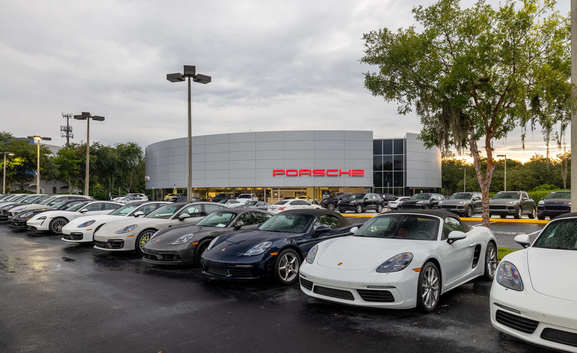 Come find a new or pre-owned Porsche near you at Porsche Orlando Exterior view of Porsche Orlando