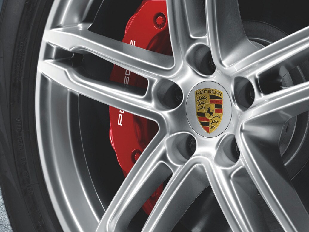 Porsche Towson is a Luxury Car Dealership near Lutherville-Timonium MD | Close up of Porsche wheel