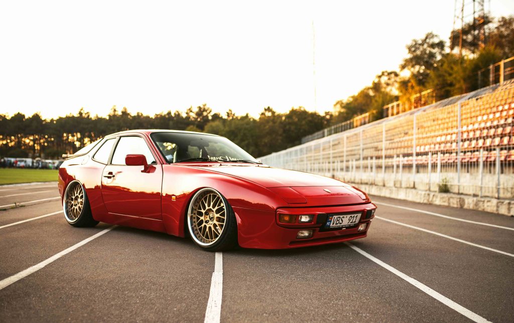 Red Porsche 944 on a race track
