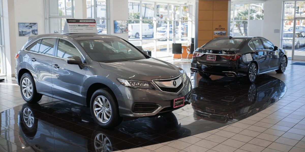 AutoNation Acura South Bay Showroom & Finance Department A new Acura in AutoNation Acura South Bay's showroom