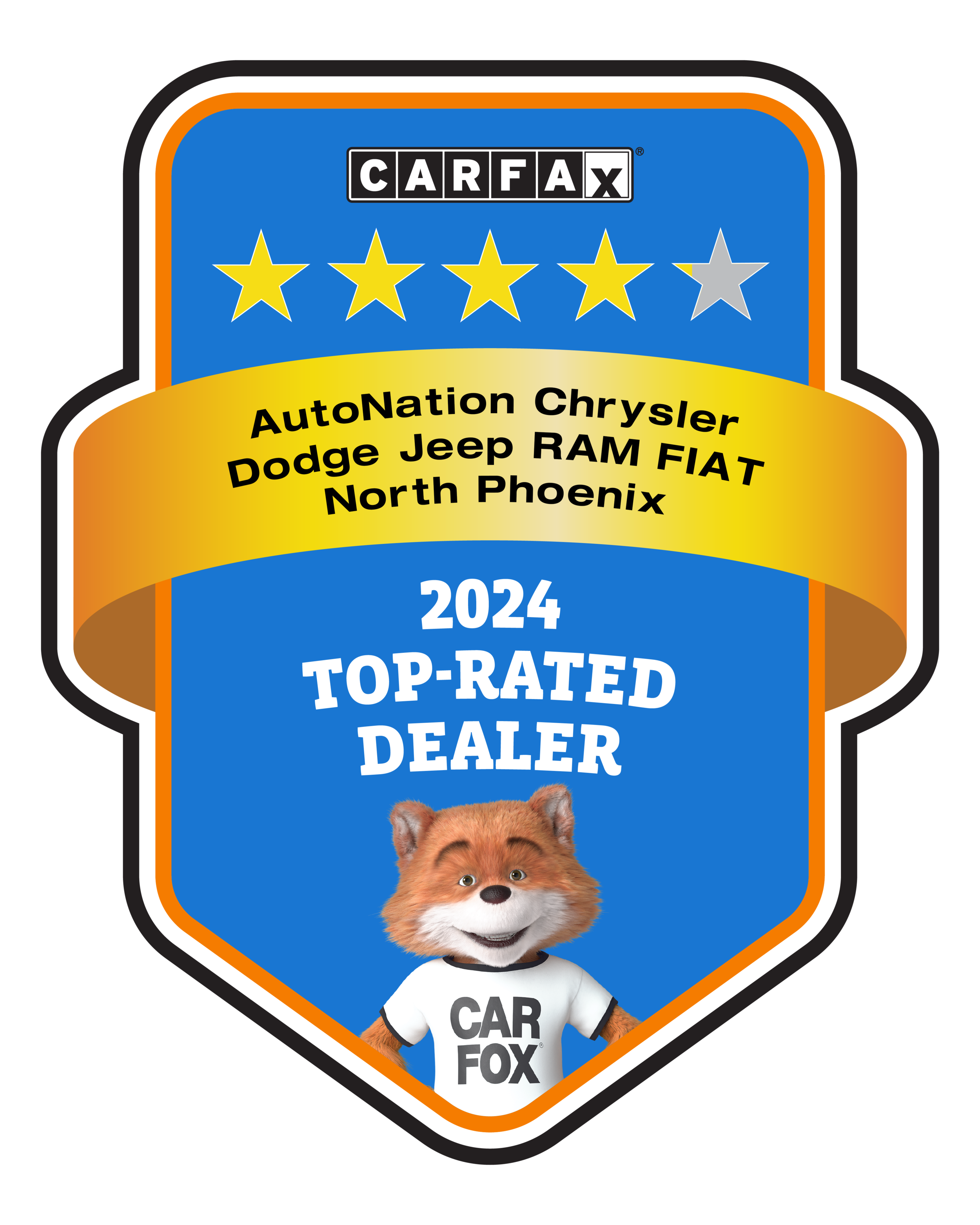 AutoNation Chrysler Dodge Jeep Ram North Phoenix Recognized as a CARFAX Top-Rated Dealer 2024 CARFAX Top-Rated Dealer badge