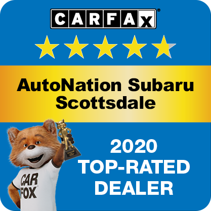 AutoNation Subaru Scottsdale Recognized as a CARFAX Top-Rated Dealer 2020 CARFAX Top-Rated Dealer badge