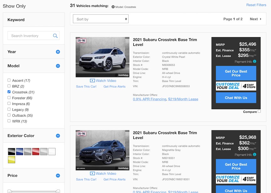 AutoNation Subaru Scottsdale inventory
