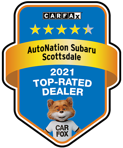 AutoNation Subaru Scottsdale Recognized as a CARFAX Top-Rated Dealer 2021 CARFAX Top-Rated Dealer badge