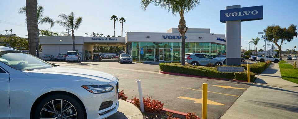 AutoNation Volvo Cars South Bay Exterior shot during the day of AutoNation Volvo Cars South Bay, an auto dealership where cars and SUVs are sold.