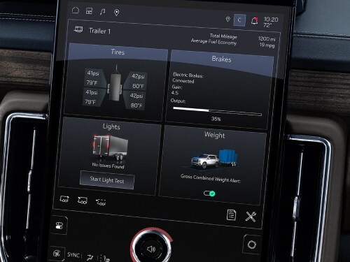 2025 GMC Yukon touchscreen showing trailering app