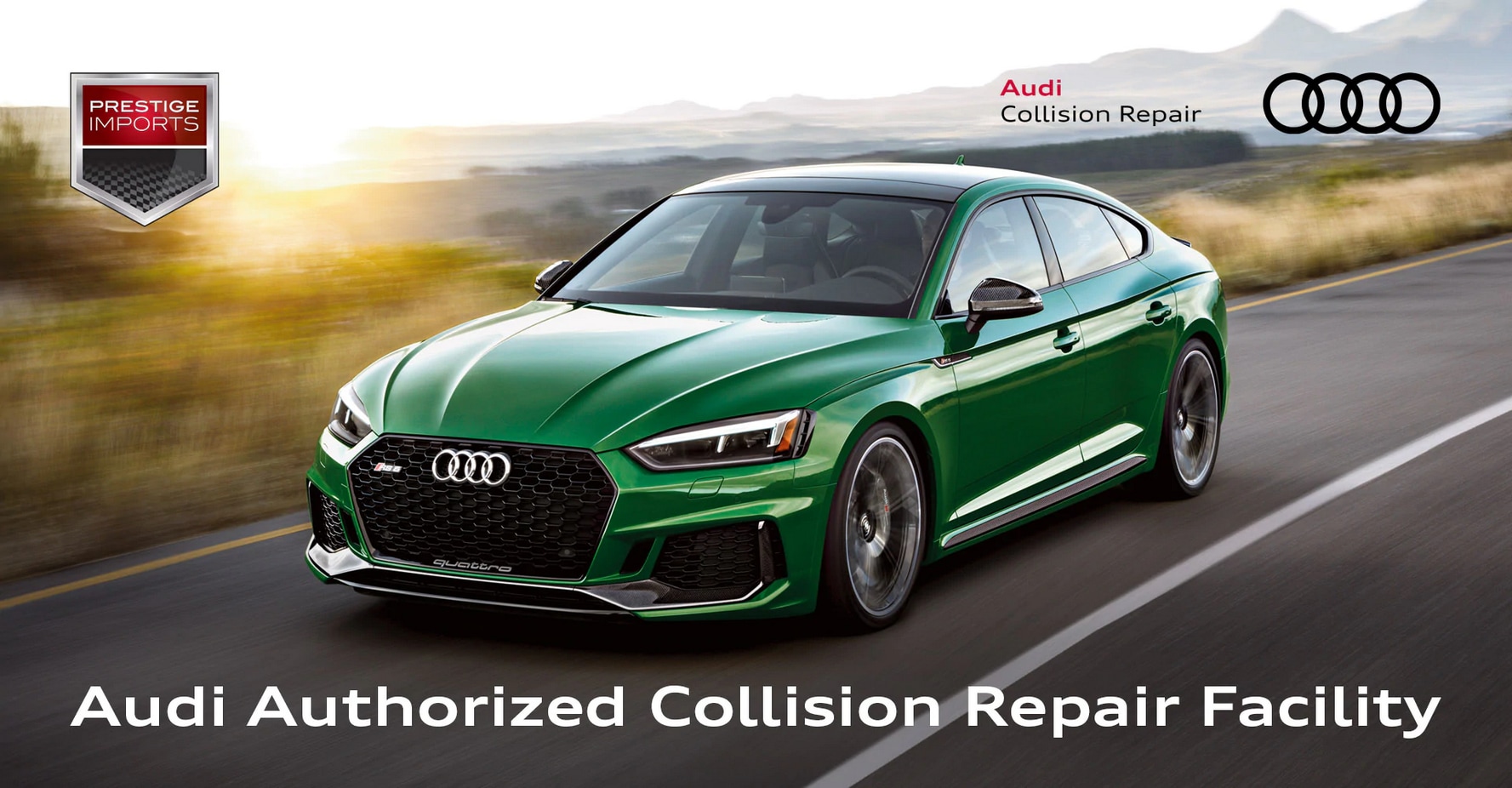 Authorized Audi Body Shop in Denver, CO Audi RS5 Sportback on a country road, used to illustrate the article - Authorized Audi Body Shop in Denver, CO
