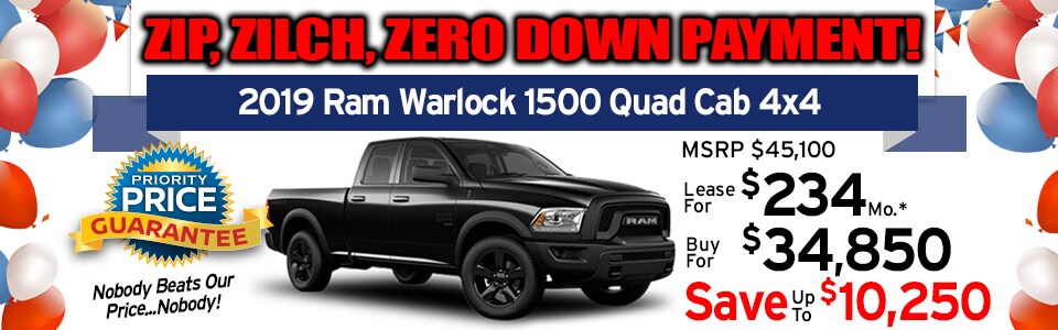 2019 RAM 1500 Warlock Quad Cab 4x4 Lease Special 2019 RAM 1500 Warlock Quad Cab 4x4 Lease Special