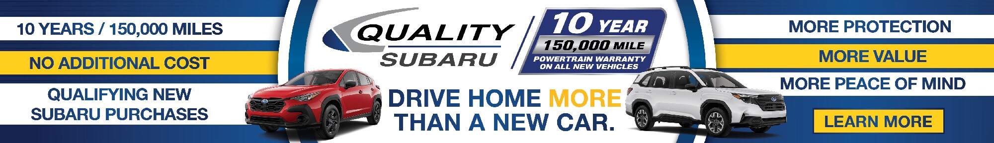 Quality Subaru - 10 Year / 150k mile Powertrain Warranty on All New Vehicles