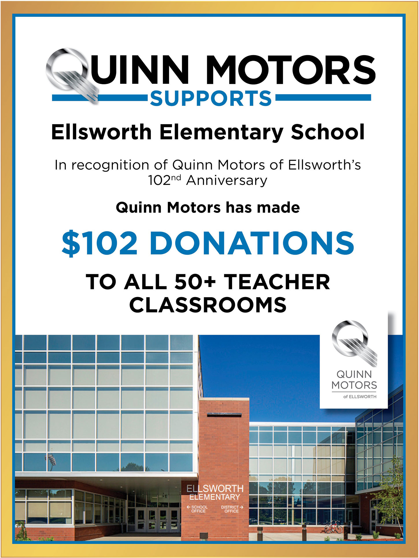 Quinn Supports Ellsworth Elementary School
