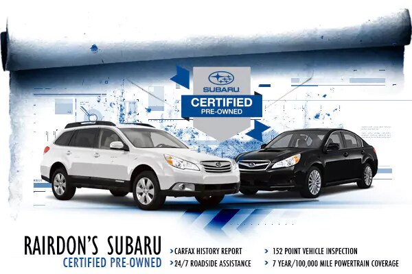 Certified Pre-Owned Subaru Vehicles at Rairdon's Subaru in Auburn, WA Certified Pre-Owned Subaru Vehicles at Rairdon's Subaru in
Auburn, WA