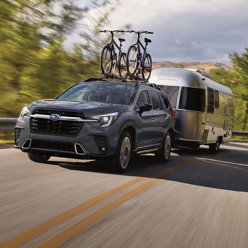 View of a 2026 Subaru Outback in Paramus towing a camper easily.
