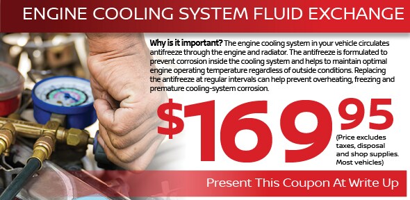 Coolant Fluid Exchange Service Coupon, Albuquerque Automotive Service Special. If no image displays, this offer has ended. Coolant Fluid Exchange Service Coupon, Albuquerque Nissan Service Special. If no image displays, this offer has ended.