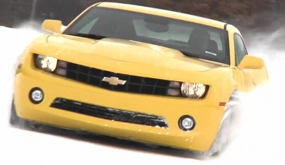 Camaro in snow