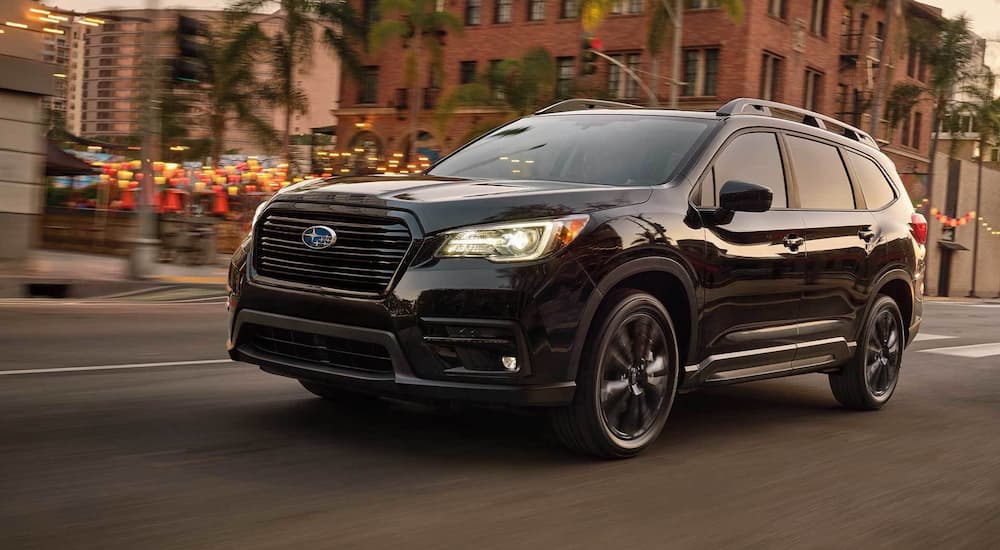Staten Island Subaru Dealers - 2022 Subaru Ascent Onyx - City.jpg A red 2022 Subaru Ascent Onyx is shown leaving Staten Island Subaru dealer.