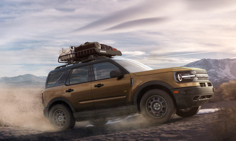 2022 Ford Bronco Sport Exterior Driving In Desert With Luggage Rack